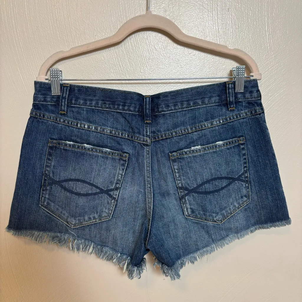 Abercrombie & Fitch Women's Shorts High Rise Distressed Holes Dark Blue Denim 31 - Image 3