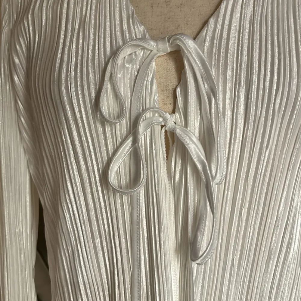 Lancifolium Pleated Long Sleeve Satin Mini Dress or Coverup - Image 6