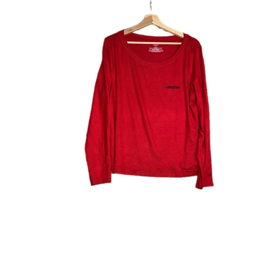 Calvin Klein Womens Red NEW‎ Sleep Soft Lounge Shirt In Size L MSRP $89 Leisure - Image 2
