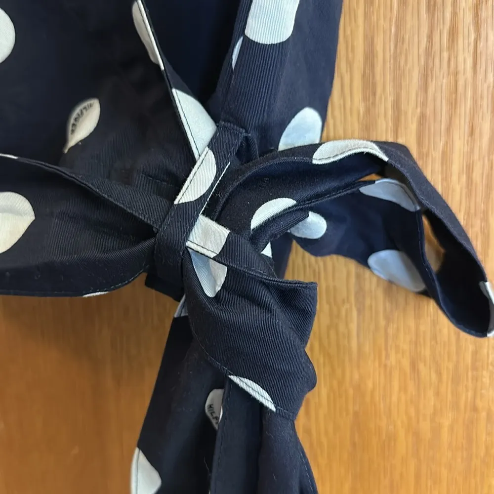 Tommy Hilfiger Navy Blue & White Polka Dot Sleeveless Wraparound Blouse - Image 3