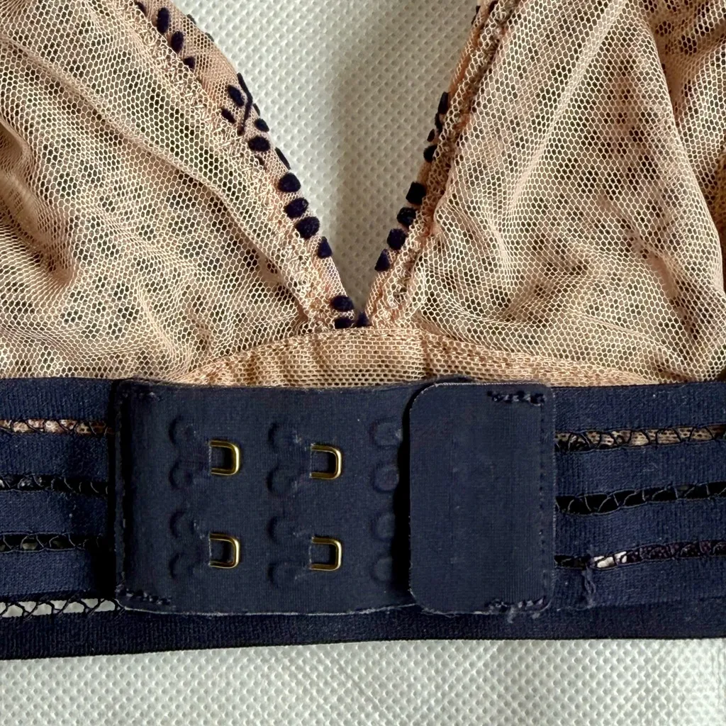 Stella McCartney Fleur Dancing Wireless Triangle Bralette, Size S, NWOT, Navy - Image 5