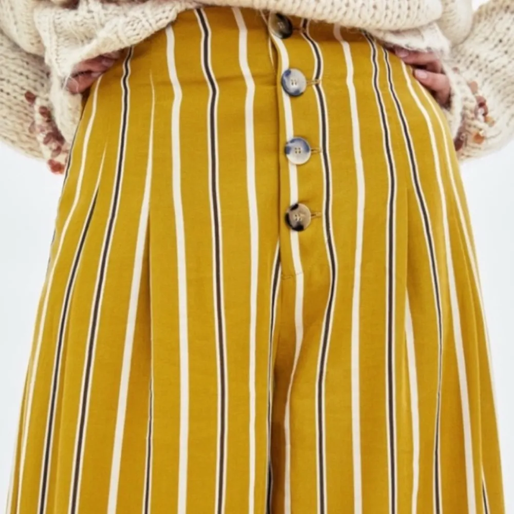 Zara Striped Mustard Wide-Leg Pants - Image 2