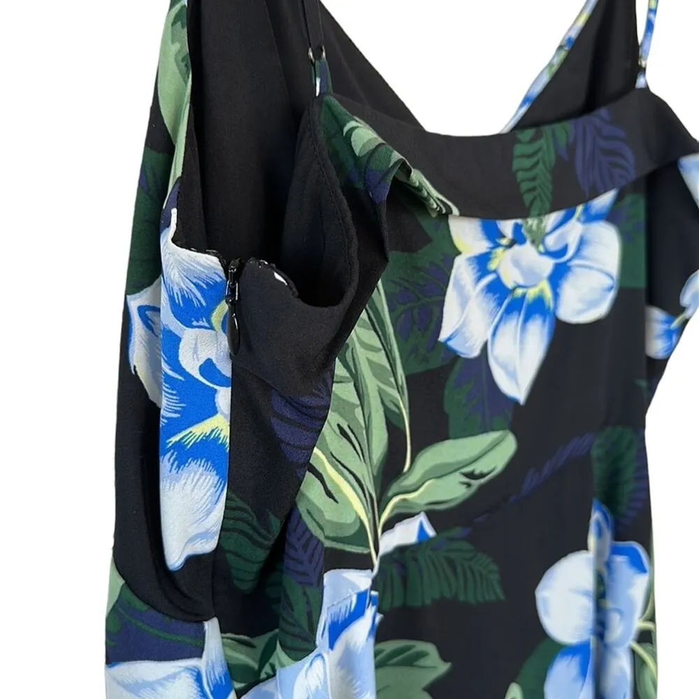 Banana Republic Black Floral Asymmetrical Strappy Faux Wrap Dress Women’s 10 - Image 9