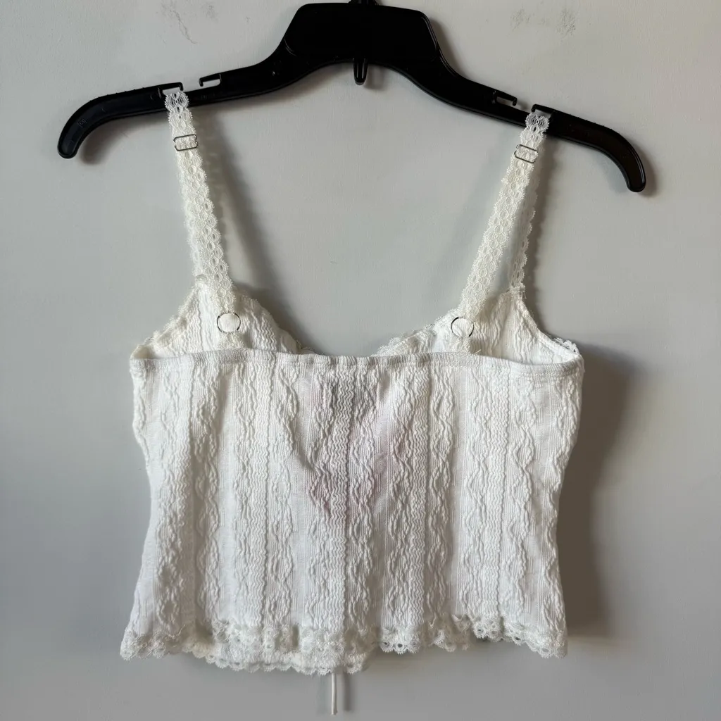 Edikted Lacey Knit Tank Top White S - Image 5