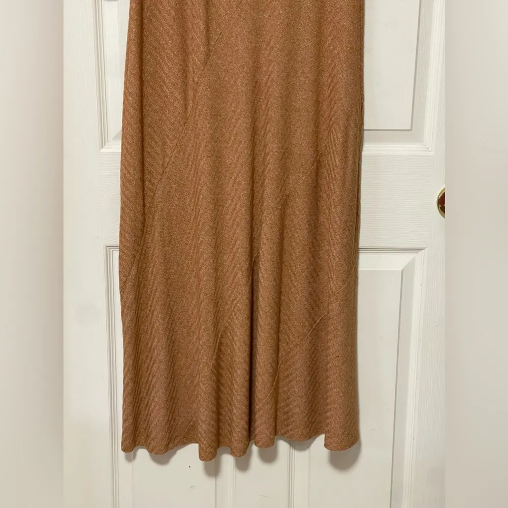 Soft Surroundings Women's 3/4 Sleeves Maxi Ribbed Stretchy Dress Tan Rust Size L - Image 6