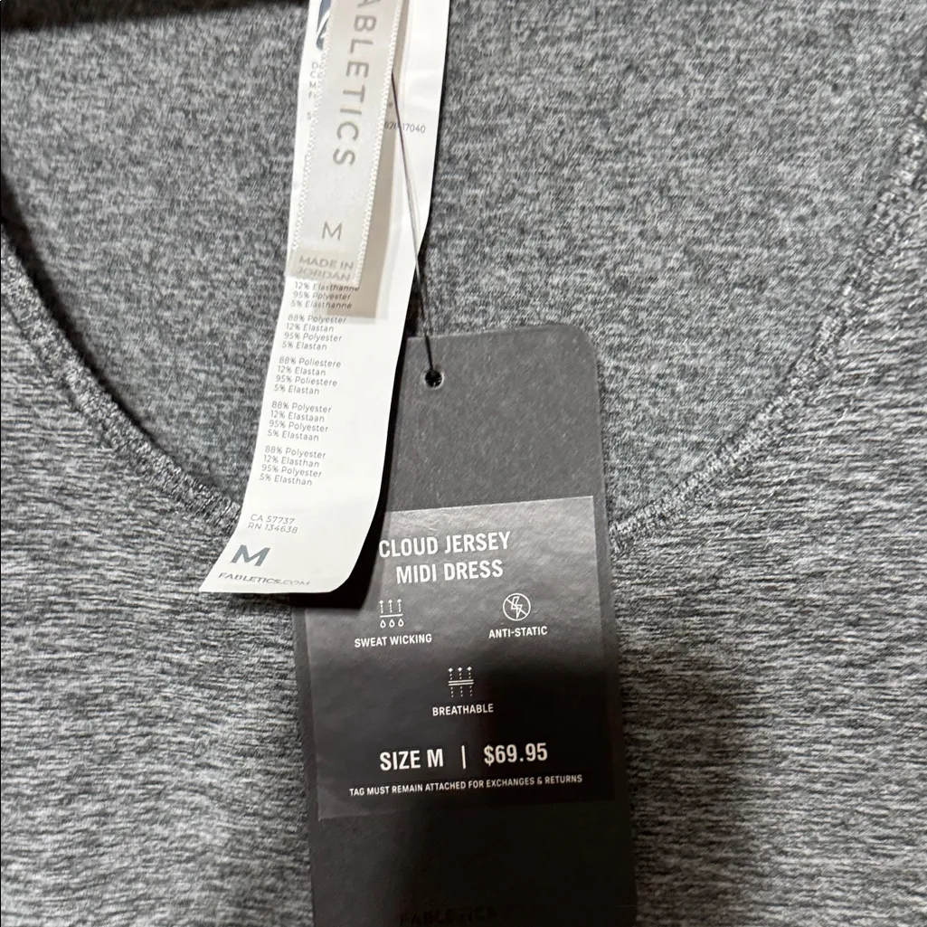 NWT Fabletics Cloud Jersey Midi Dress Grey medium - Image 2