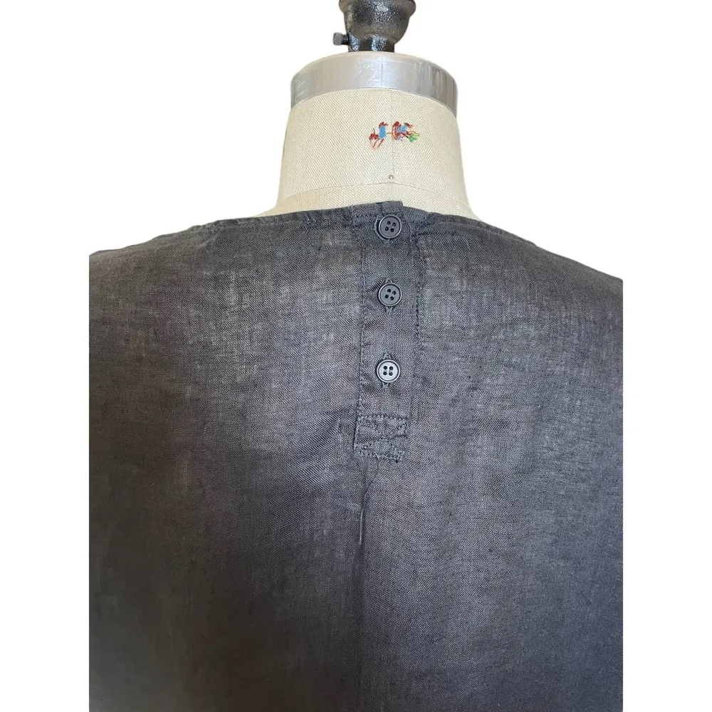 CP Shades Black Oversized 100% Linen Caftan Tunic Dress Size XS X-Small - Image 5