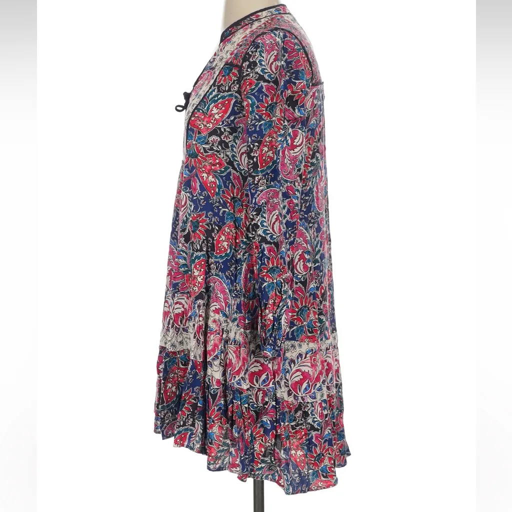 Anthropologie Boho Long Sleeve Spliced Tunic Dress Size Small S Floral Paisley - Image 5