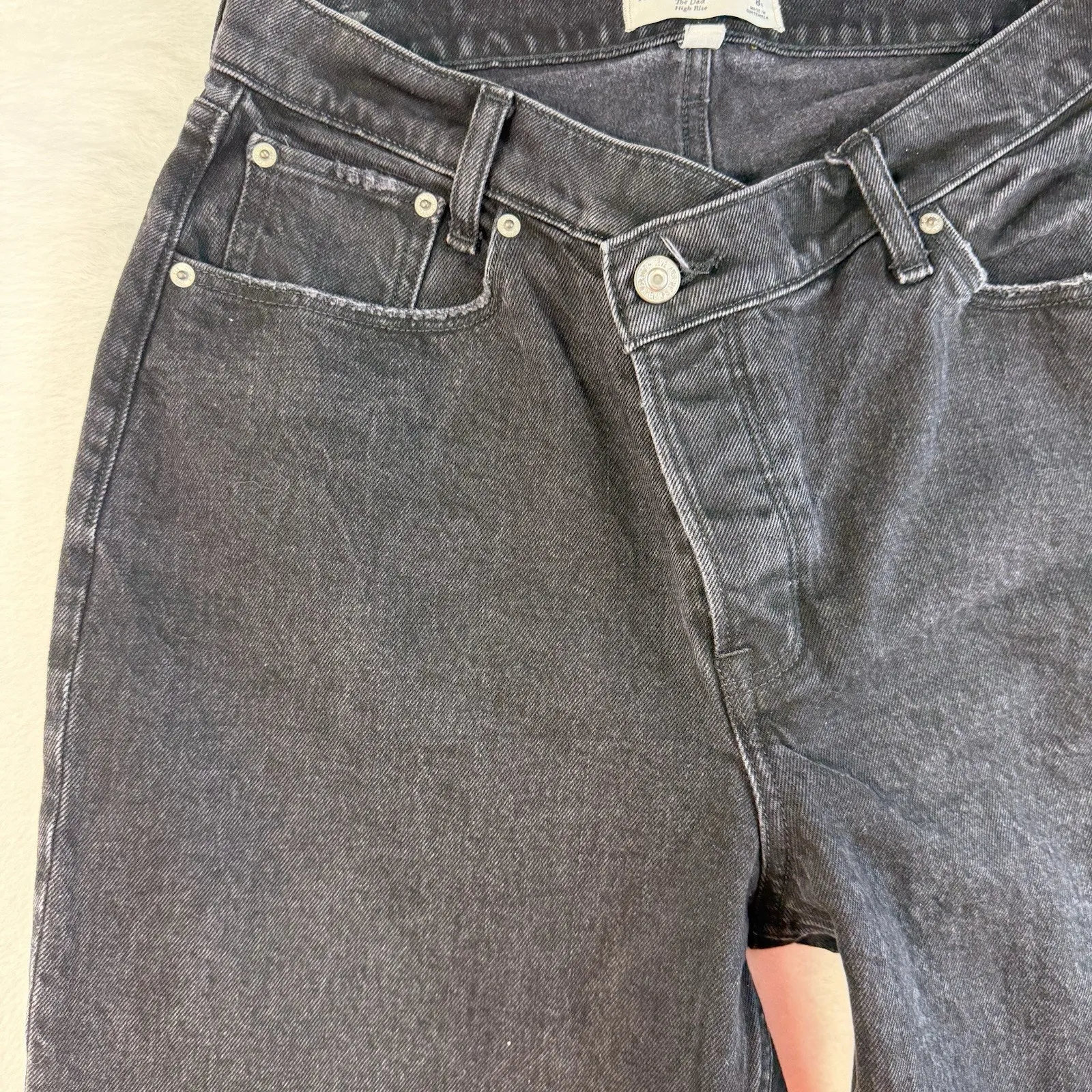 Abercrombie Fitch 29 8 Curve Love High Rise Dad Jeans Asymmetrical Waist Black - Image 6