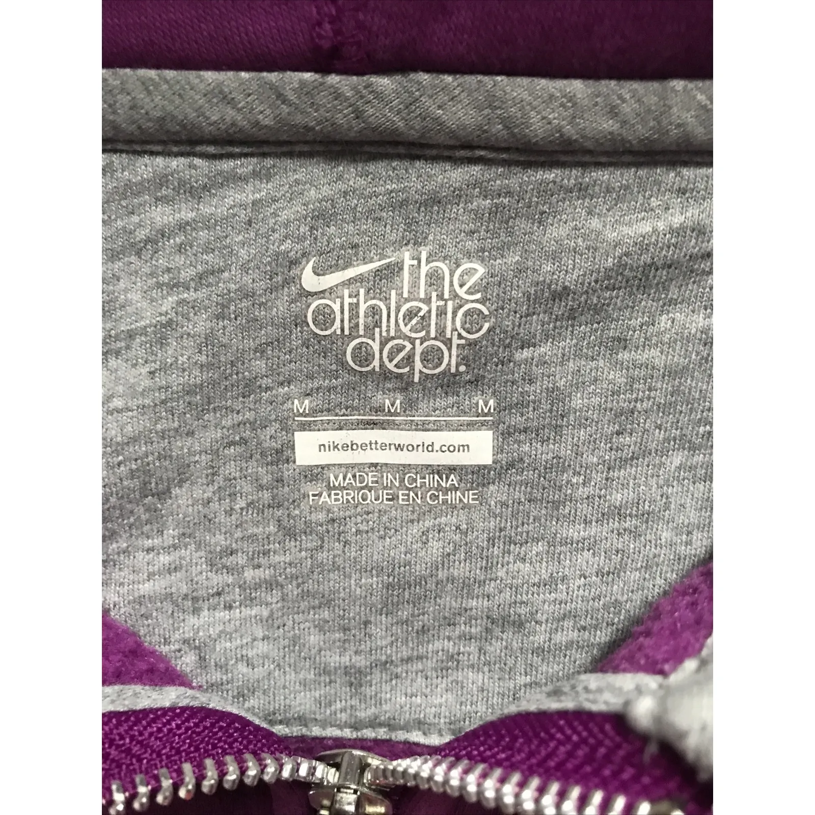 Nike The Athletic Dept Purple Full-Zip Hoodie Medium - Image 3