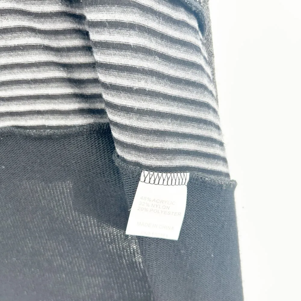 Adore Womens Fall Lagenlook Striped Knit Open Front Cardigan Sweater Vest Size S Black - Image 4