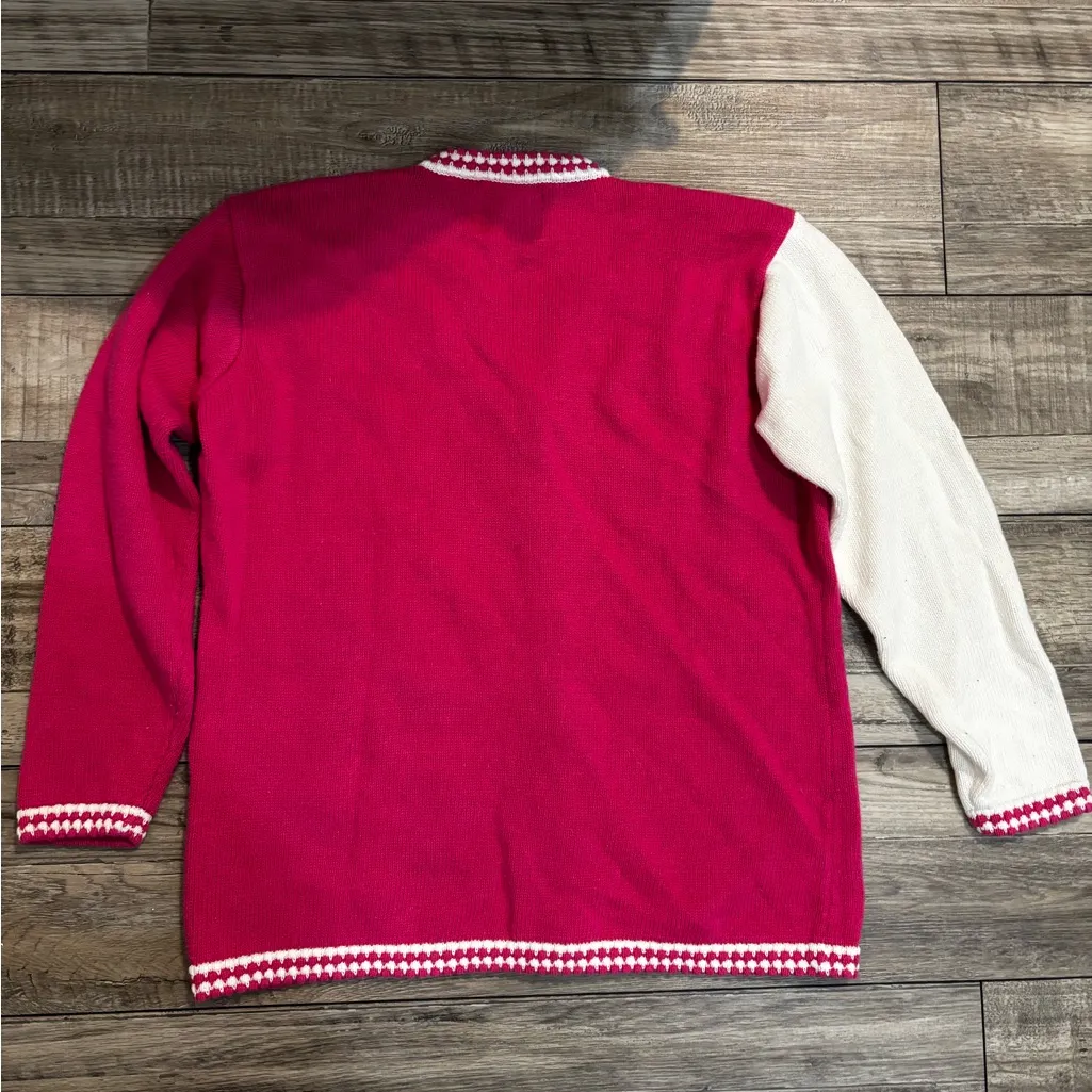 Storybook Knits Floral Snapdragon Embroidered Cardigan Size M Pink Size M - Image 8