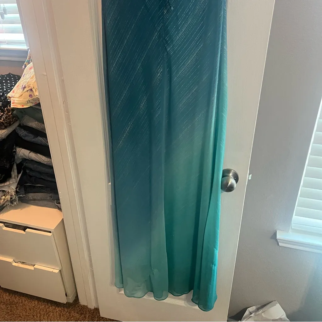 Jump Strapless Teal Ombre Dress - Image 6