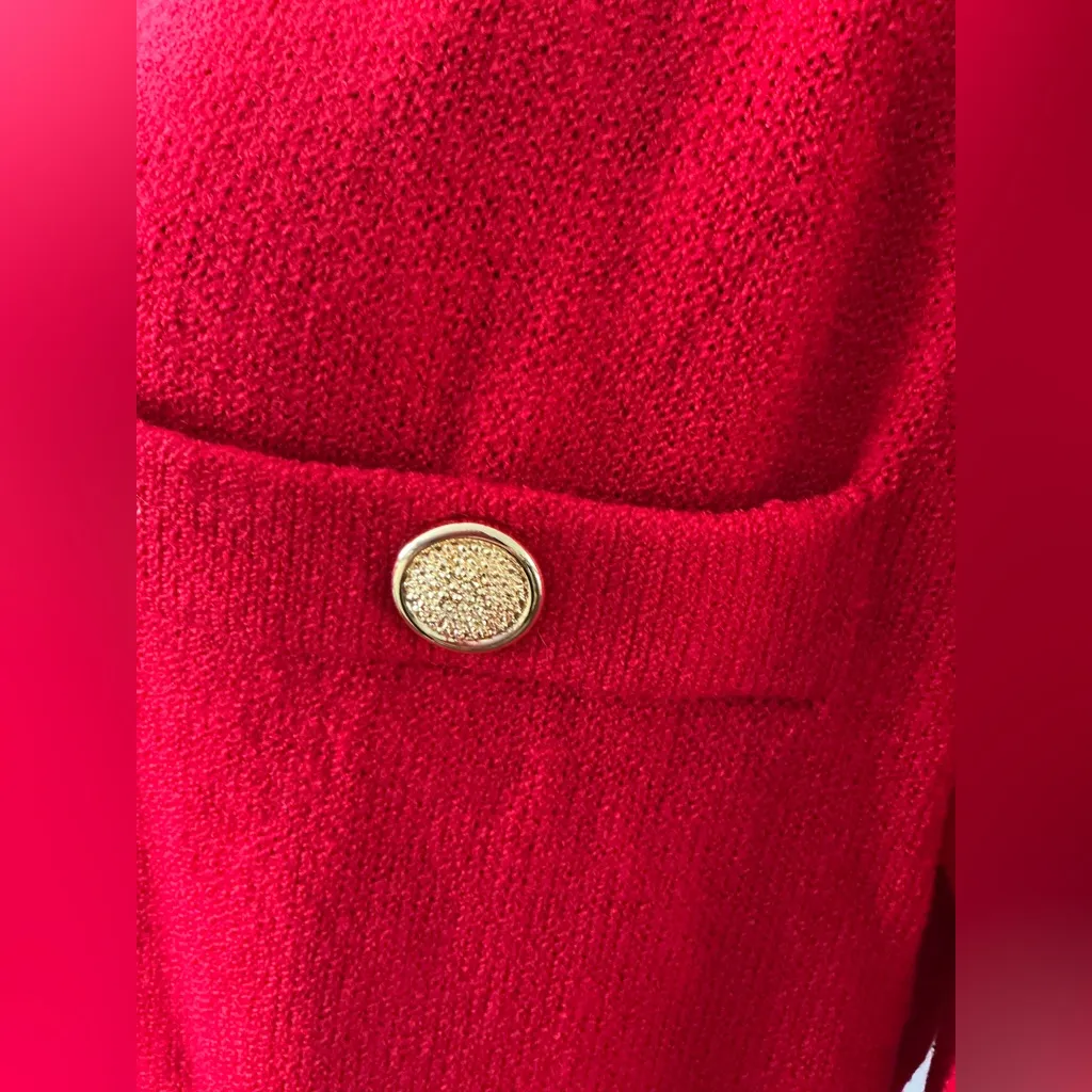 Elegant Red Button-Down Dress - Image 3