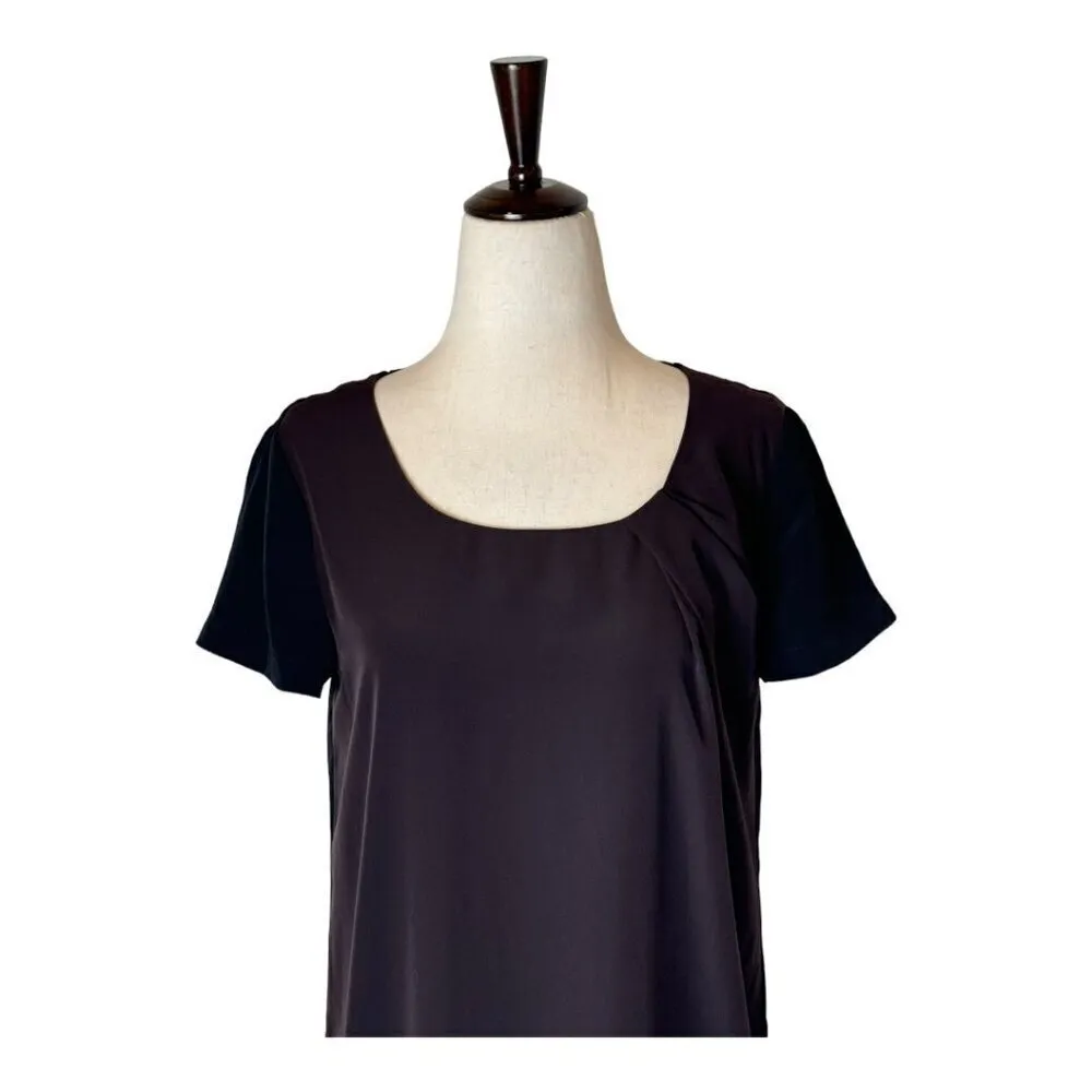 AllSaints Dress Women‎ 4 Brown Black Silky Lacyn Colorblock Panel Mini Shift - Image 4