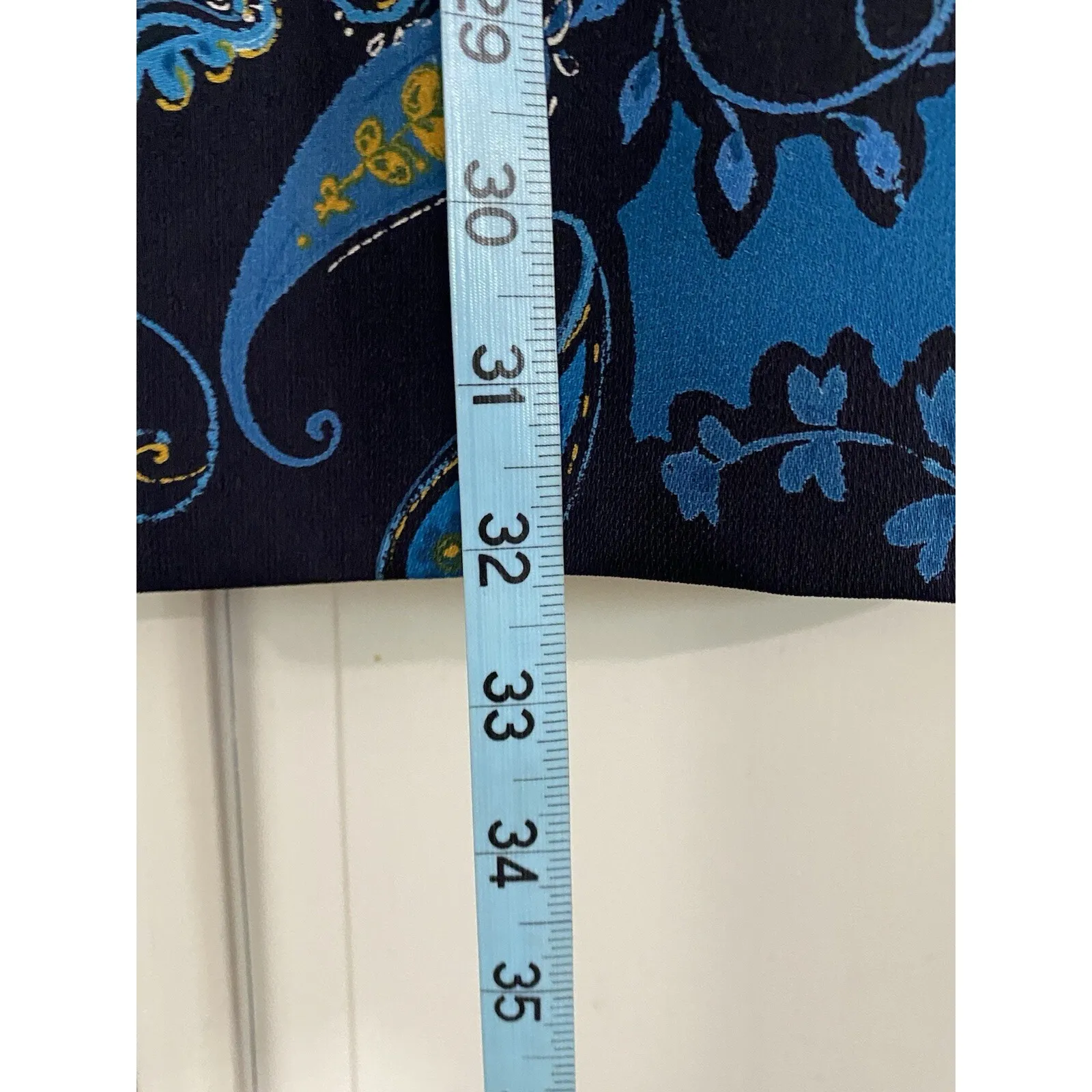 Hilliard & Hanson Navy/Black/Gold Paisley Chiffon Maxi Skirt Size‎ M Elastic Zip - Image 3