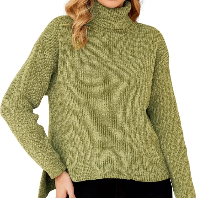 S·DEER Women's Turtleneck Long Sleeve Sweater Knit Pullover Cropped Casual Loose - Image 4