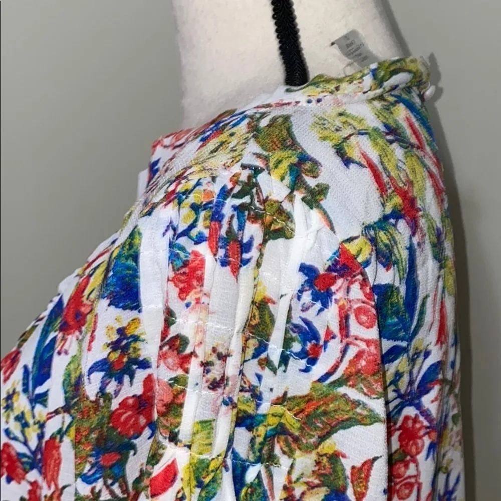 Vintage America small floral 3/4 sleeves sheer top Blue - Image 7