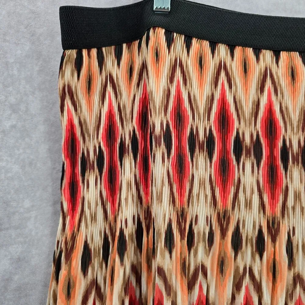 Ruby Rd Pink Multi Color Midi Long Bohemian Pleated Pattern Skirt Plus Size 24W - Image 3