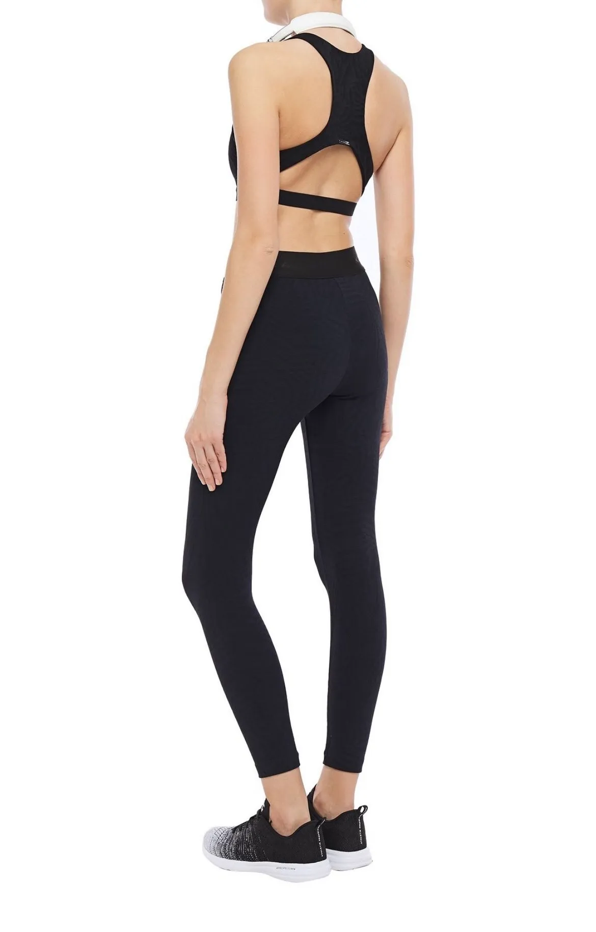 Koral Galaxy Knockout Cropped Stretch-jacquard Leggings In Black Sz L - Image 2