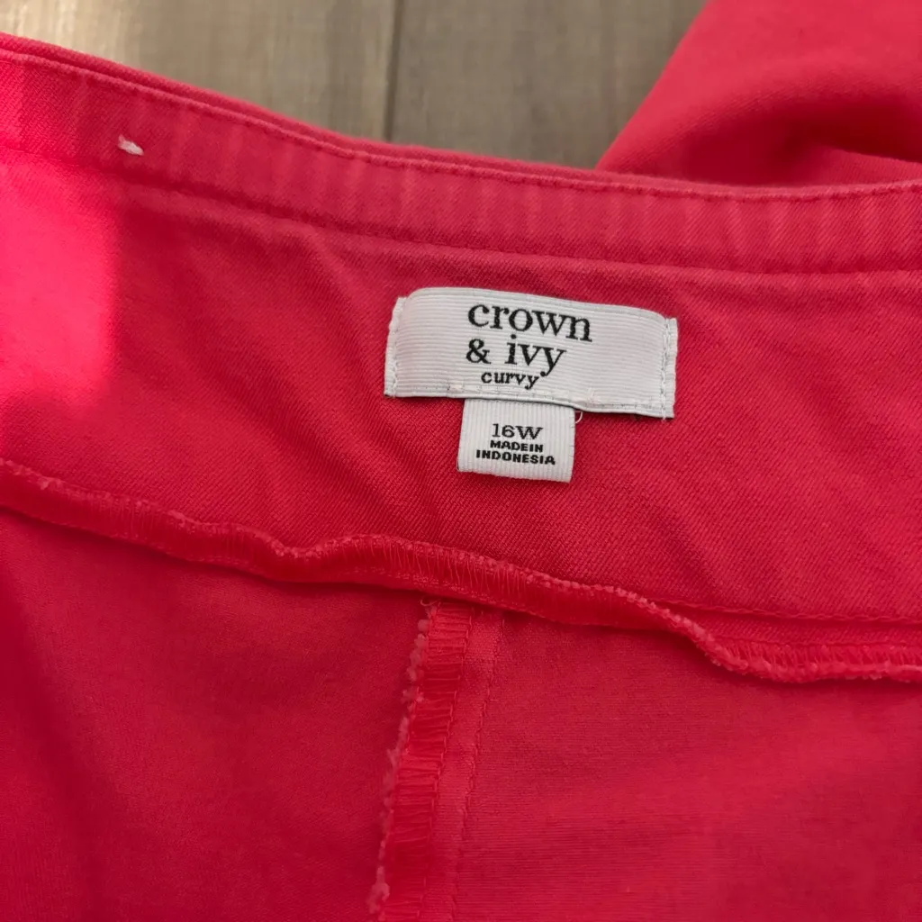 Crown & Ivy curvy pull on straight leg pants hot pink size 16W - Image 3