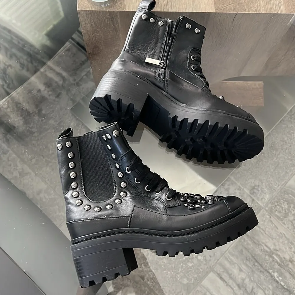 Karl Lagerfeld Breck Embellished Lug Boot, Black Size 35 | US 5 New w/o Box $229 - Image 3