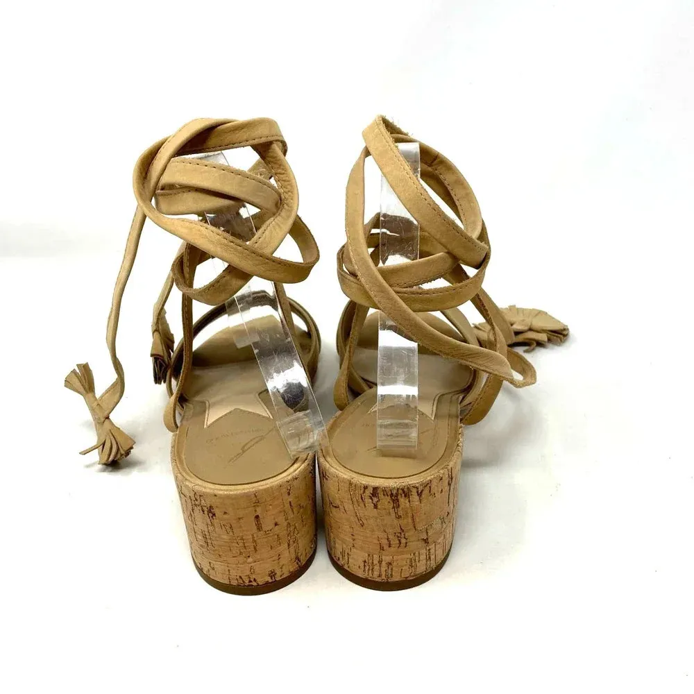 Brian Atwood Astor Camel Nubuck Lace Up‎ Tie Sandals Size US 8.5 - Image 6