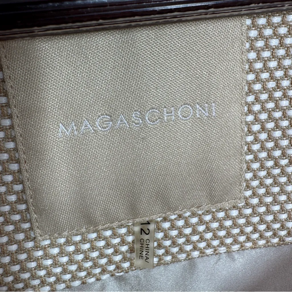 Magaschoni Open Shawl Collar Wrap Bell Sleeve Blazer Jacket Cream Tan 12 - Image 11