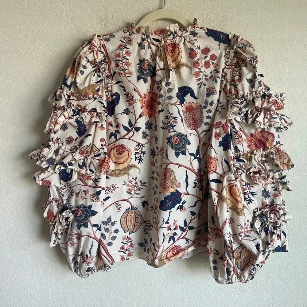 Ulla Johnson Pippa Floral Ruffle Long Sleeve Blouse - Image 6