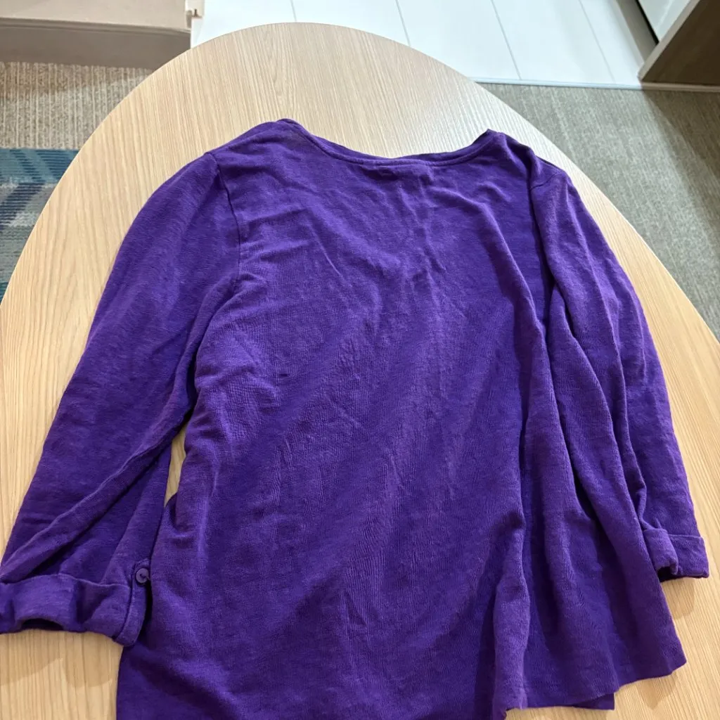 Chico's V Neck Sweater Chicos Size 3 US Size XL Royal Purple Lightweight Linen - Image 3