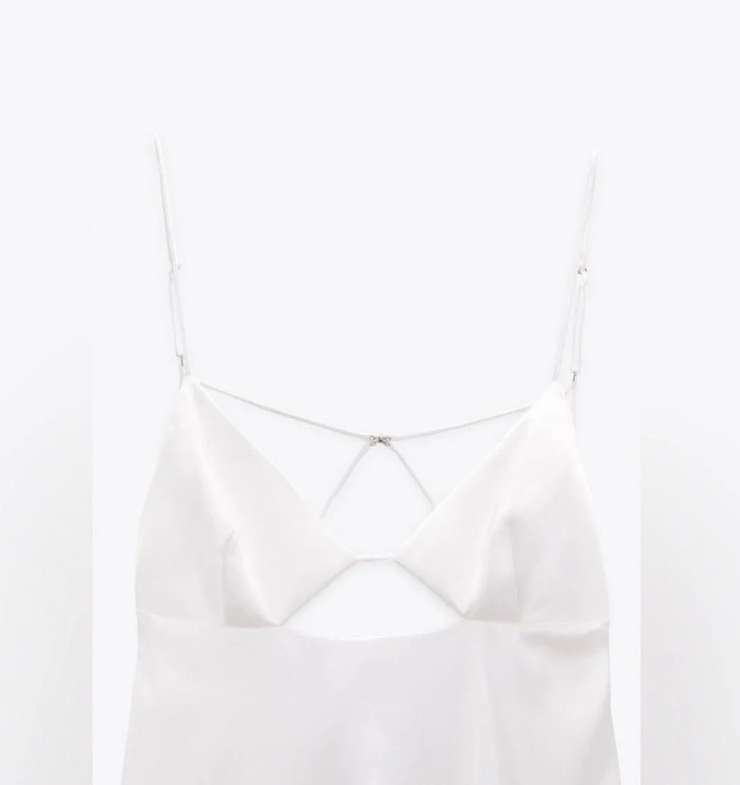 Dress Mini Satin Lingerie Effect White Wedding Bridal Shower Vacation Summer - Image 9