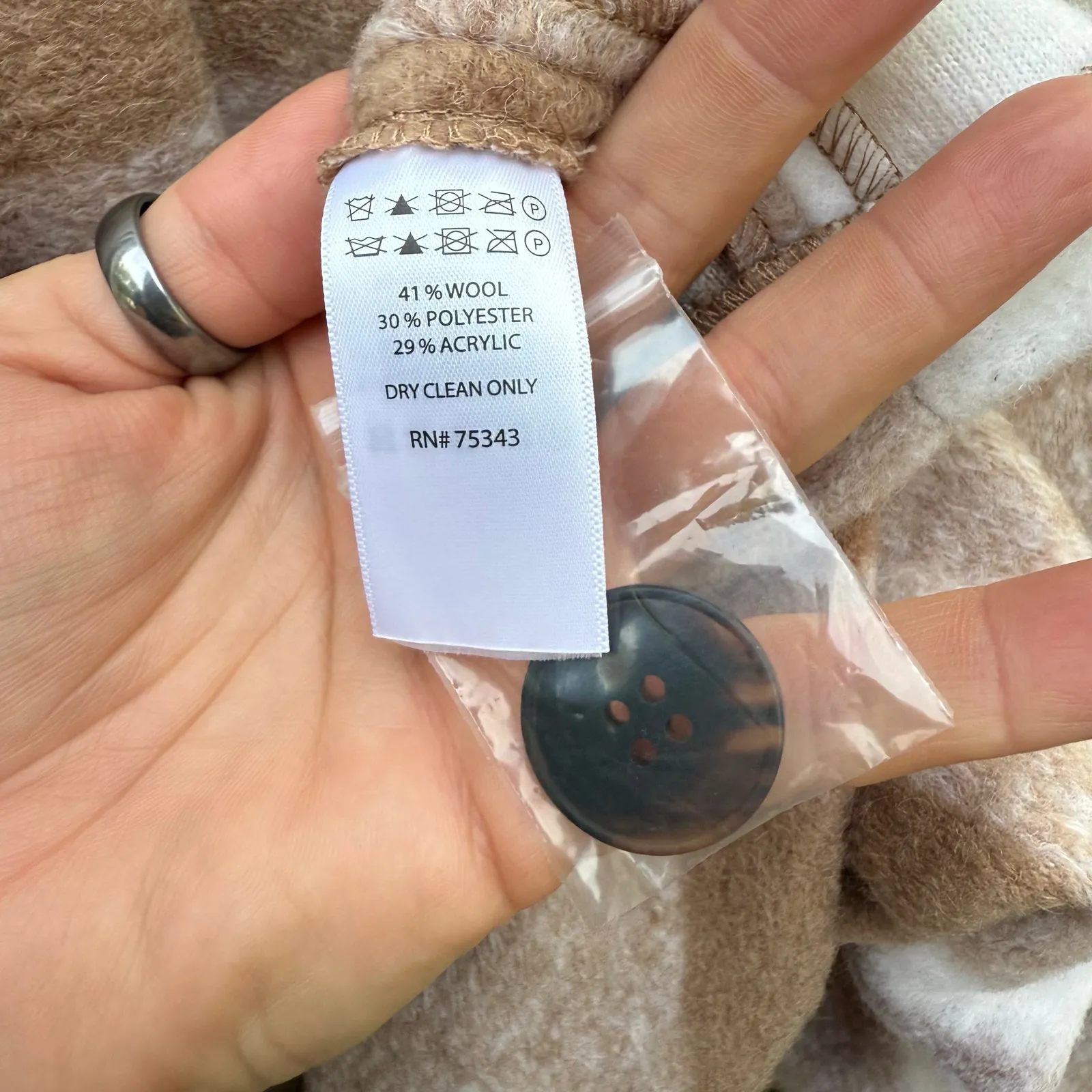 Rachel Zoe Brown Cream Plaid Print Peacoat Single Button Wool Blend 3X NWT - Image 5