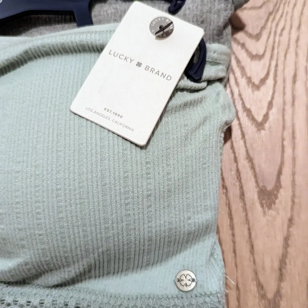 Lucky Brand NWT Plus 1x Set 2 Bandeau Strapless Bra Sage Green & Gray NEW - Image 2