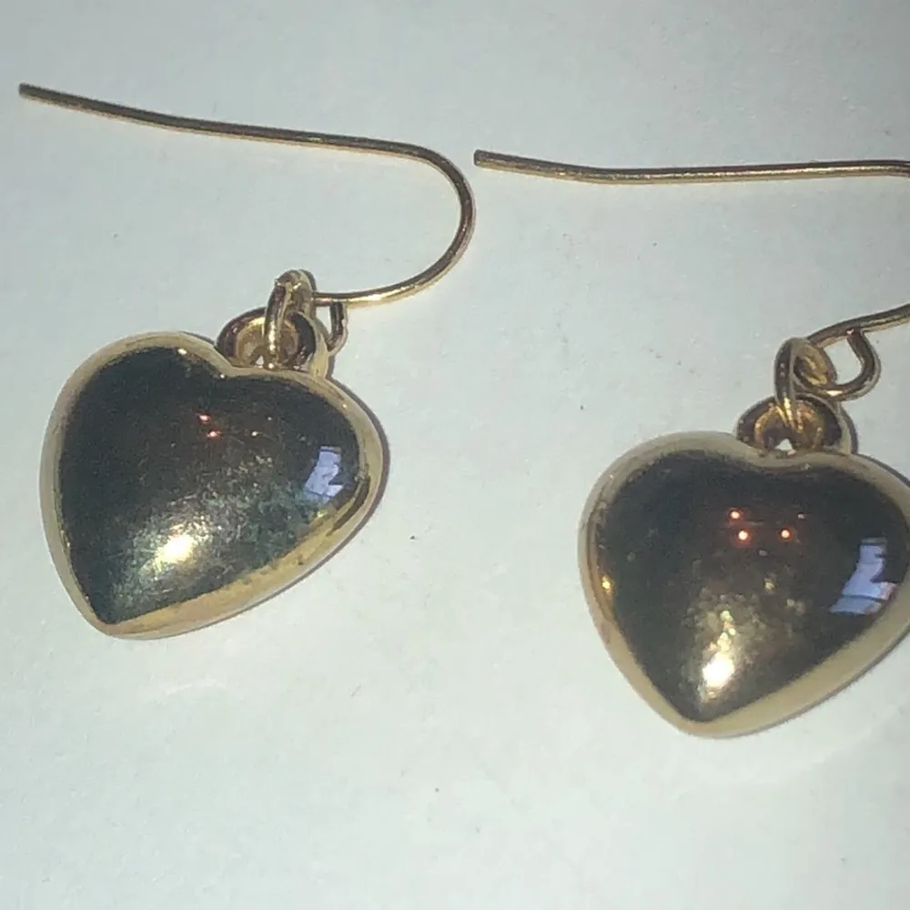 Gold Tone Dangling 3D Puffy Heart Boho Pierced Earrings - Image 6