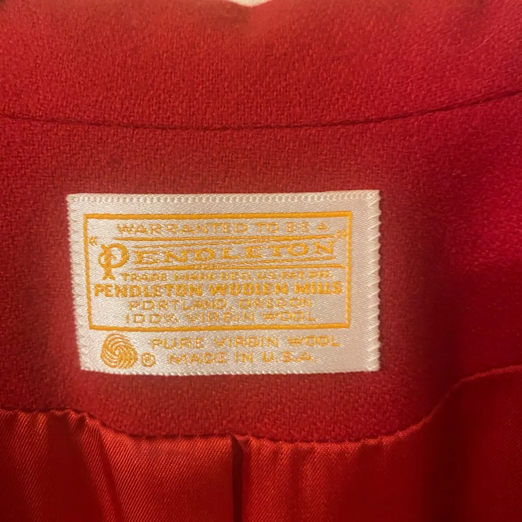 VTG Pendleton Virgin Wool Made in‎ USA Red 1-Button Blazer Jacket Size 12 - Image 2