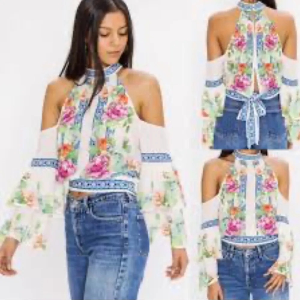 NWT Jealous Tomato Beautiful Floral Cold Shoulder Blouse - Image 4