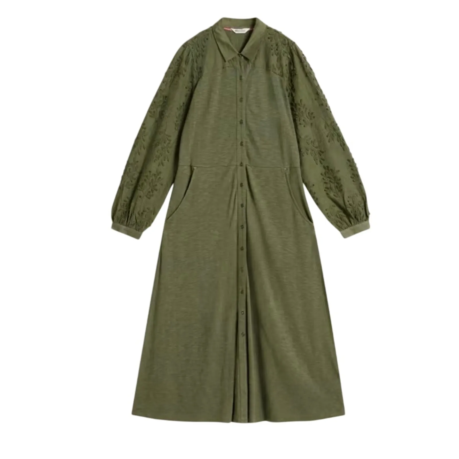 WHITE STUFF Rua Embroidered Dress in Dusty Green Size 12 New with Tag MSRP $144 - Image 8