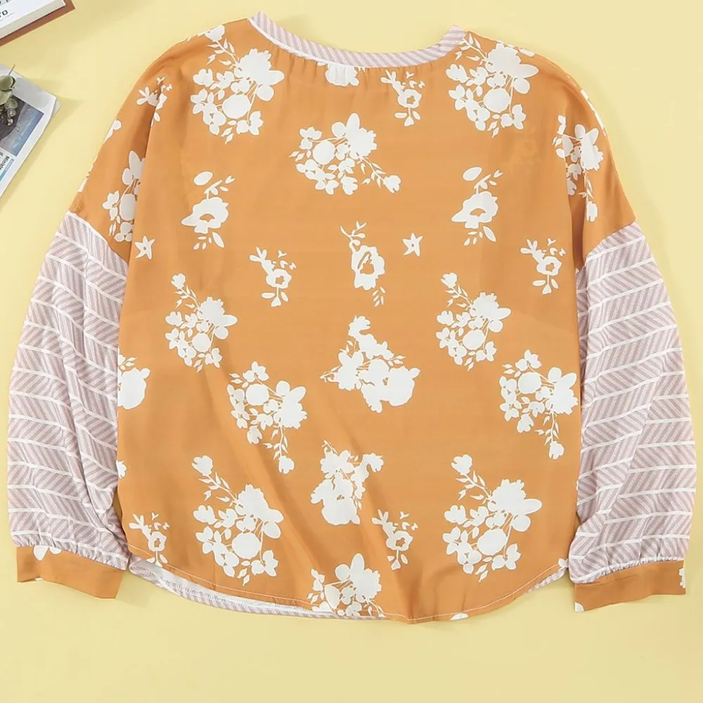 LANTERN SLEEVE YELLOW STRIPED FLORAL TOP Size undefined - Image 4