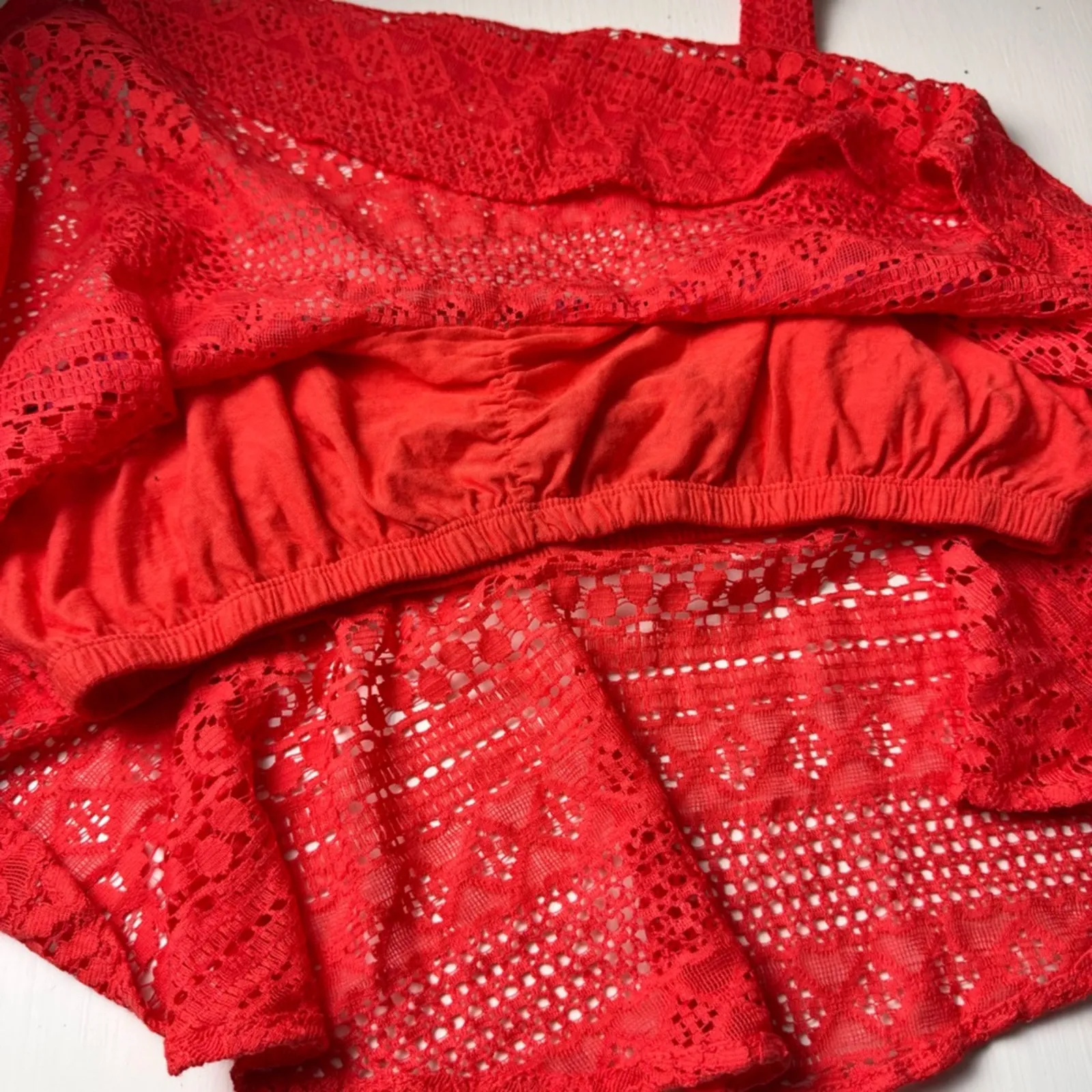 Decree  Crochet Style Flowy Swimsuit Black Bralette Top Sz L NWT - Image 11