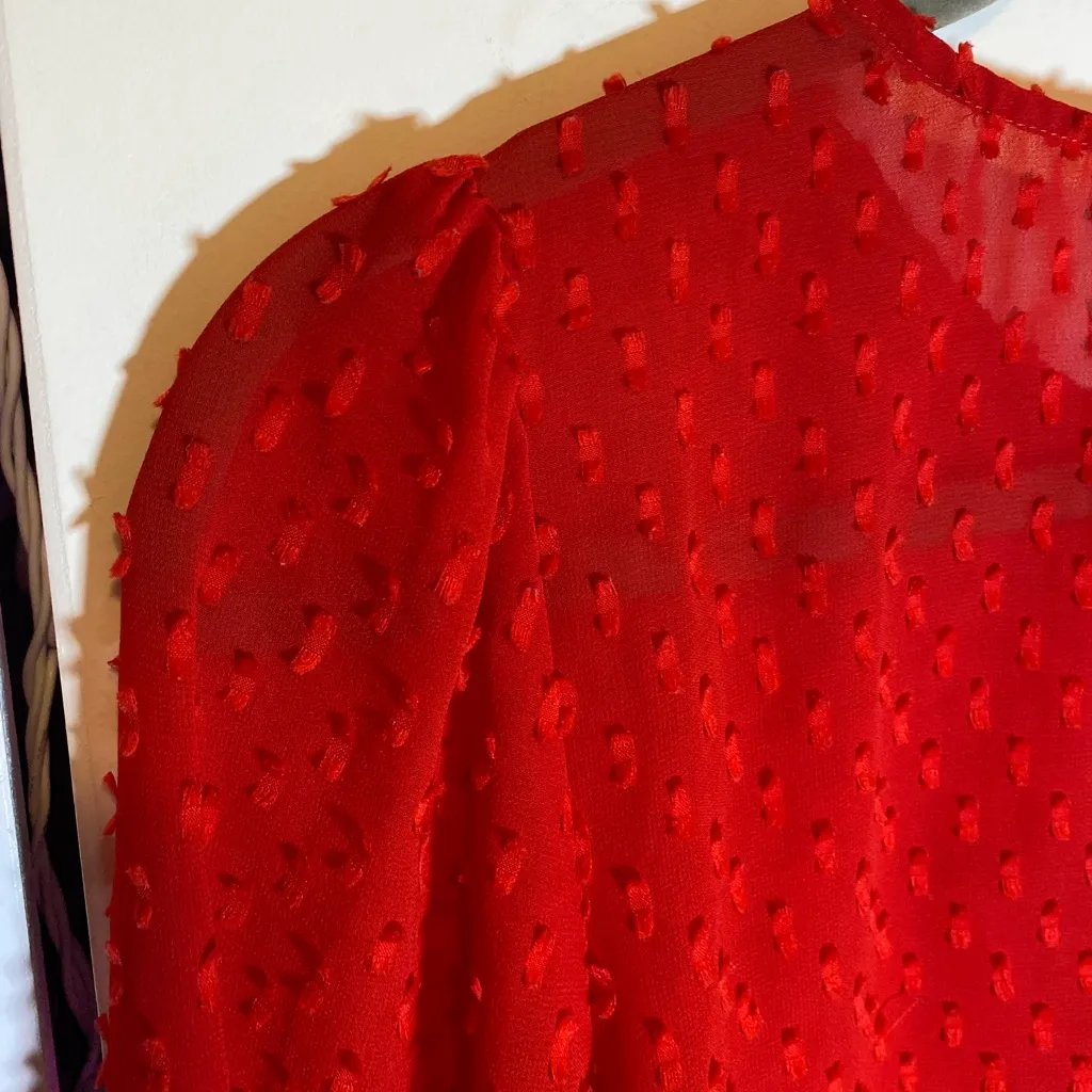 Banana Republic Swiss-Dot Long Sleeve Blouse Small - Image 6