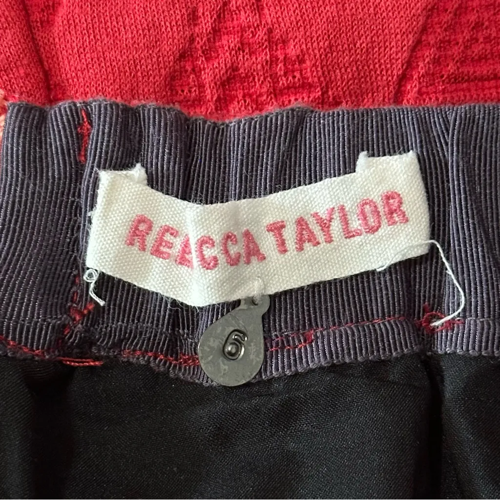 Rebecca Taylor Women’s Size 6 Red Textured White Rick Rack Trim Full Swing Skirt - Image 4