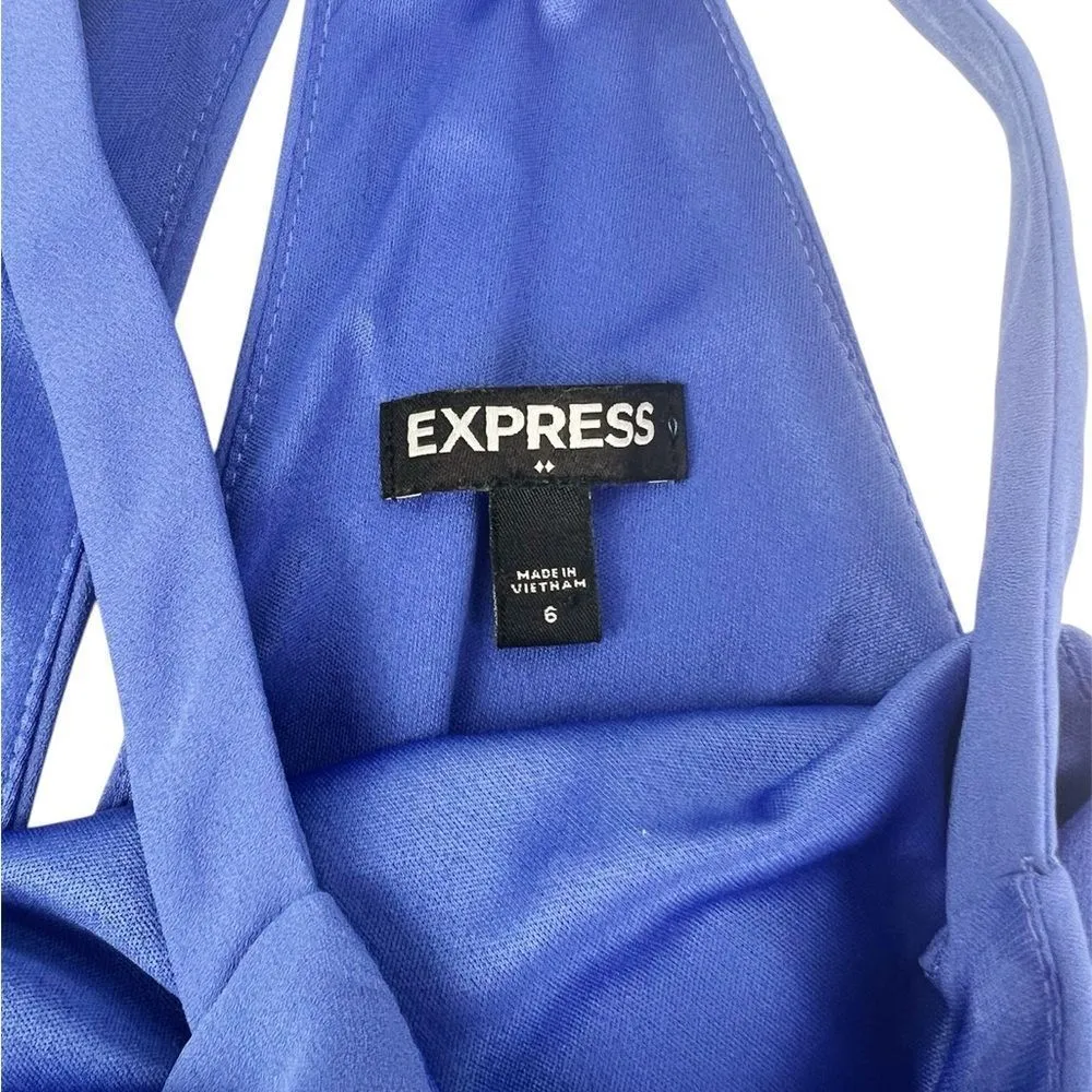 Express Periwinkle Blue‎ High Neck Fit & Flare Sleeveless Cocktail Dress Size 6 - Image 5