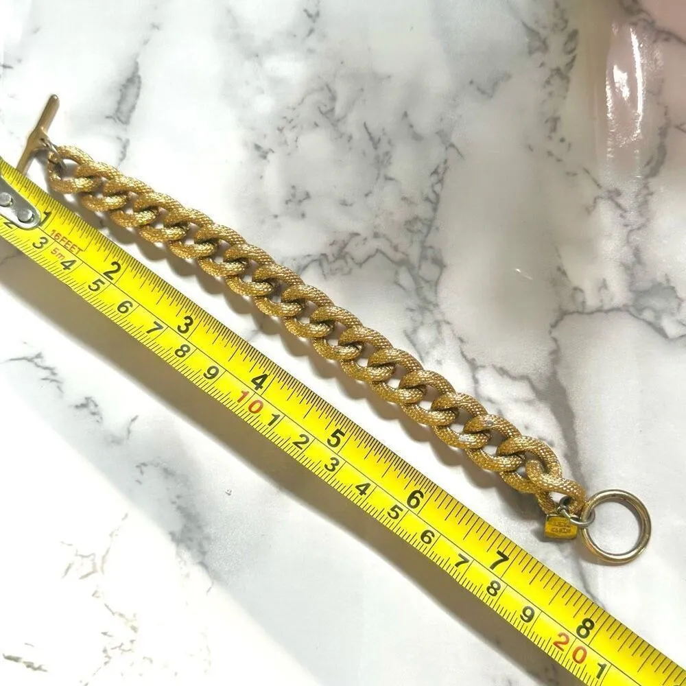 Anne Klein gold tone textured link toggle clasp bracelet - Image 8