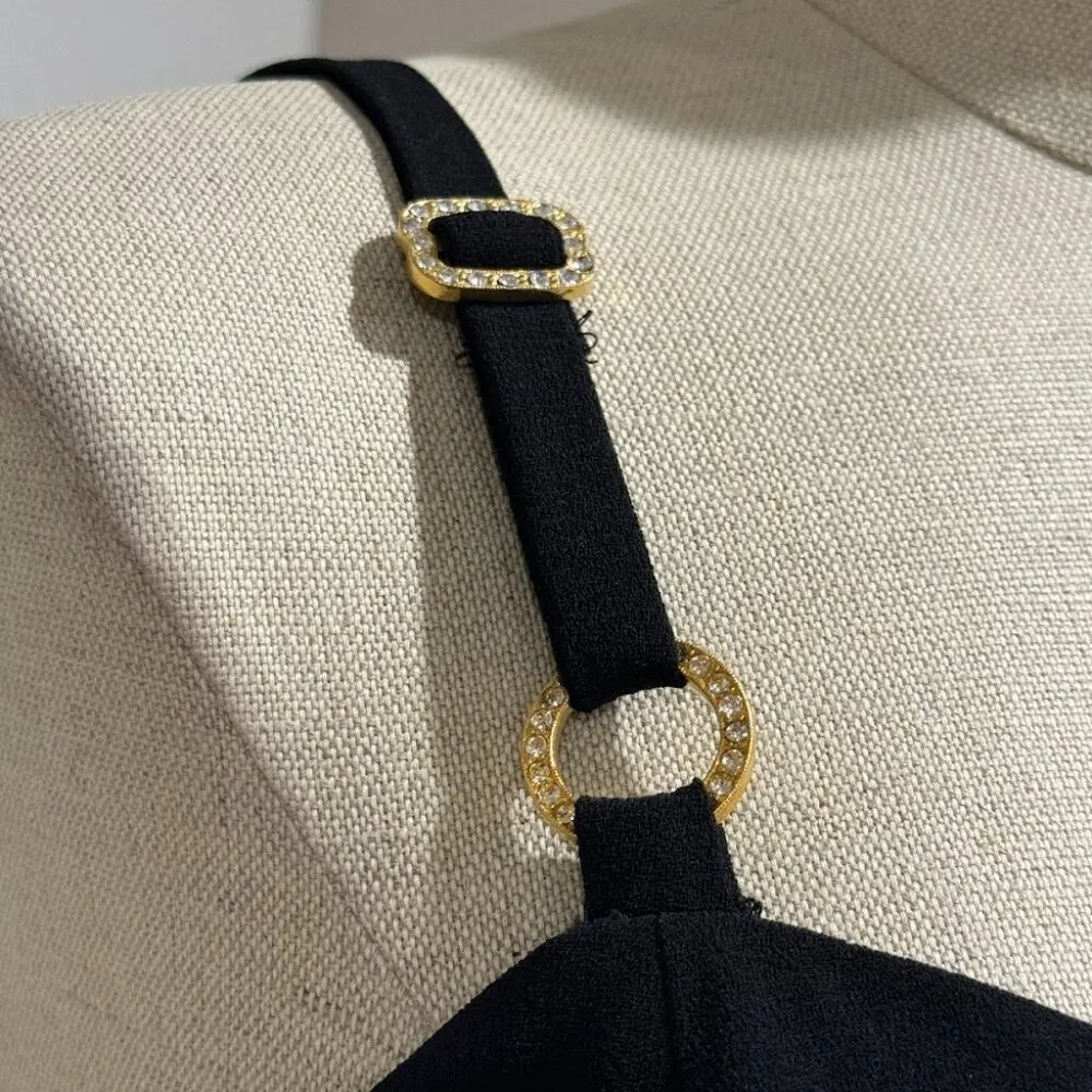 CDC Evenings Vintage 80s 90s Black Short Cocktail Party Dress Size 10 - Image 5