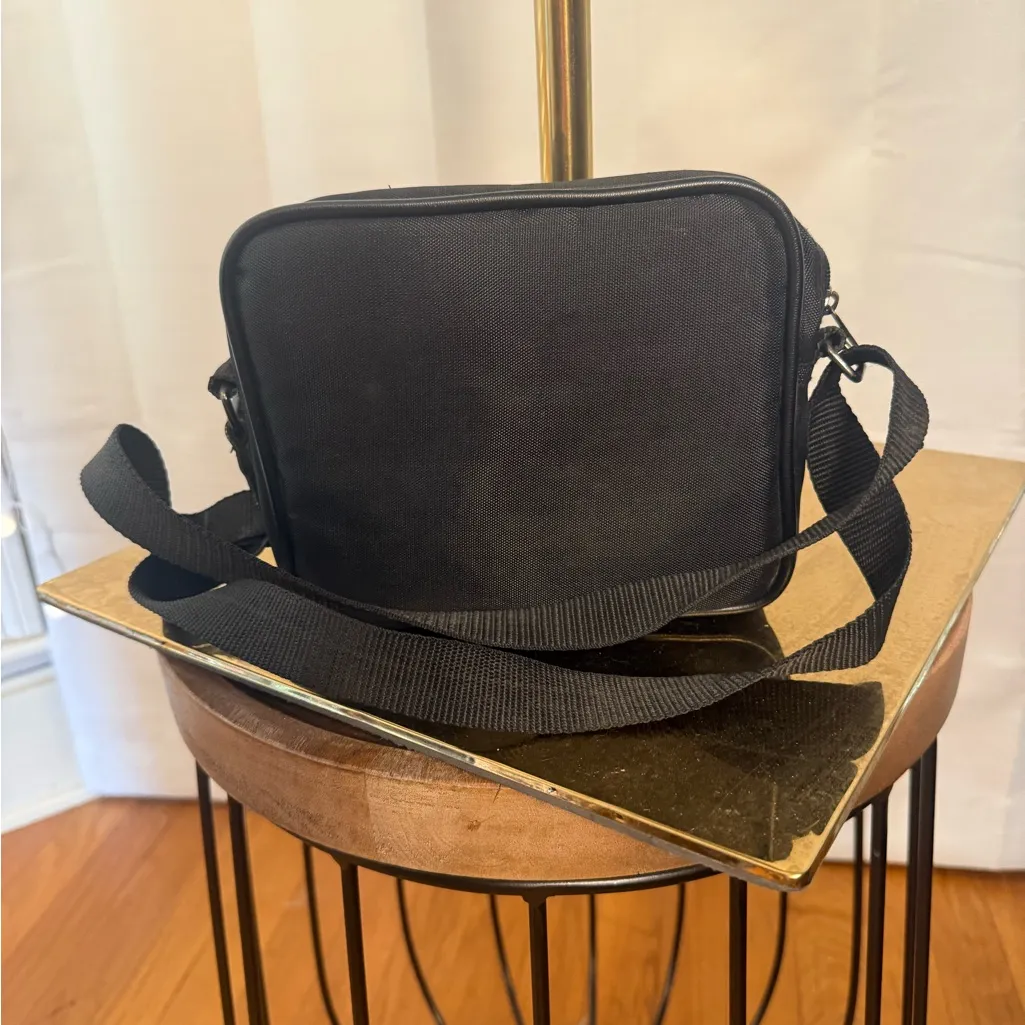 Vintage Black Camera Bag with Red Stripe – Small Shoulder Crossbody - Image 2