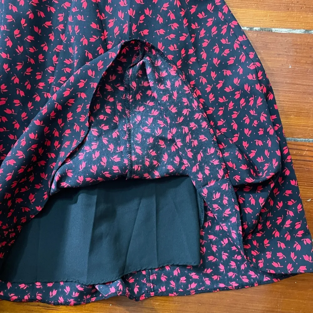 Adelyn Rae Black & Red Floral Flutter Flirty Mini Dress - Size XS - Image 11