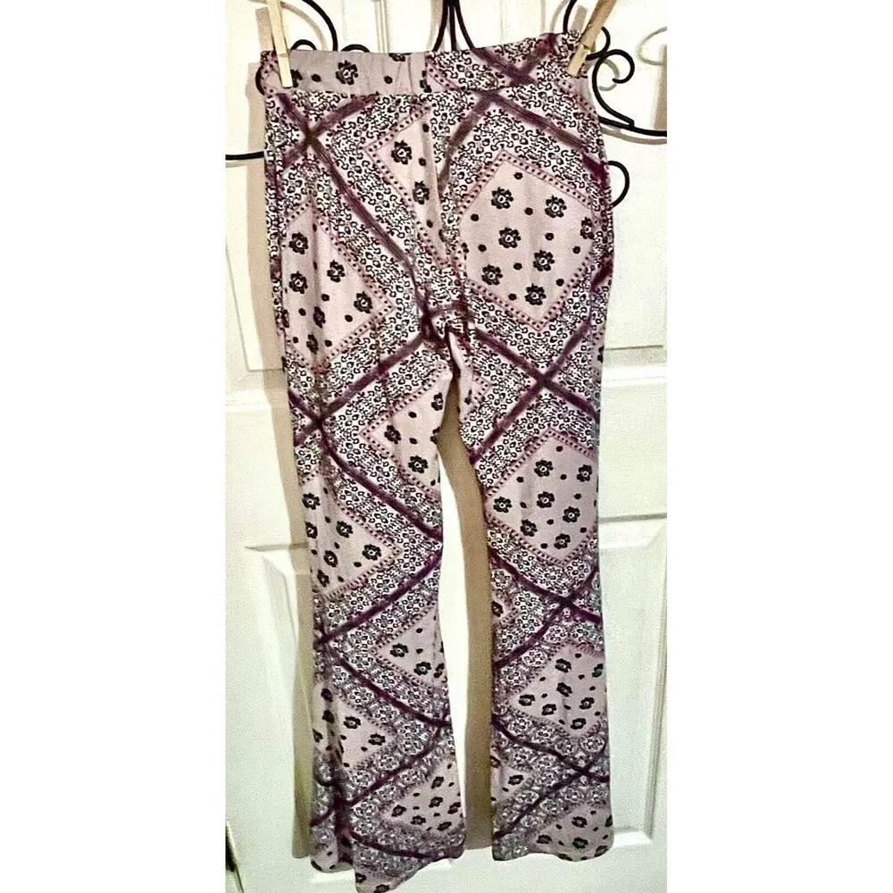 Ladies ShoSho Pants Size Sm Wide Leg Bell Bottom Pink Purple Boho Buttery Soft - Image 7