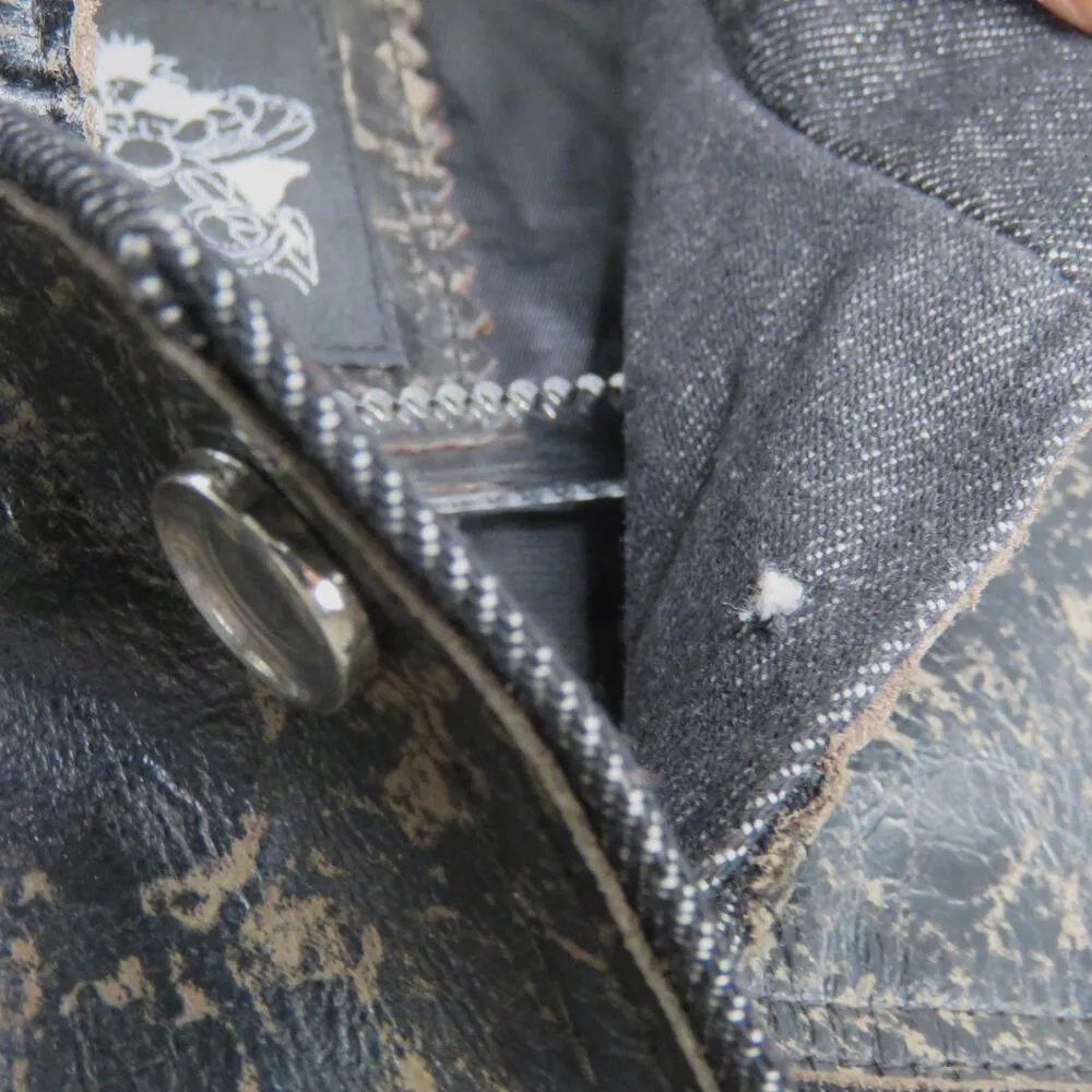 90s Vintage Brown Distressed Leather Jacket Moto Biker Jacket Medium - Image 6