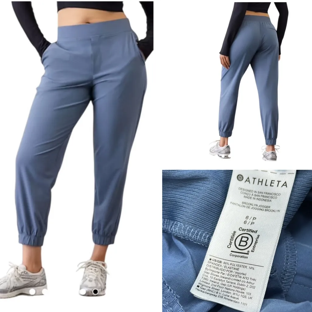 Athleta Brookyln Mid Rise Light Weight Jogger Pants Shadow Blue Womens 6 Petite - Image 2