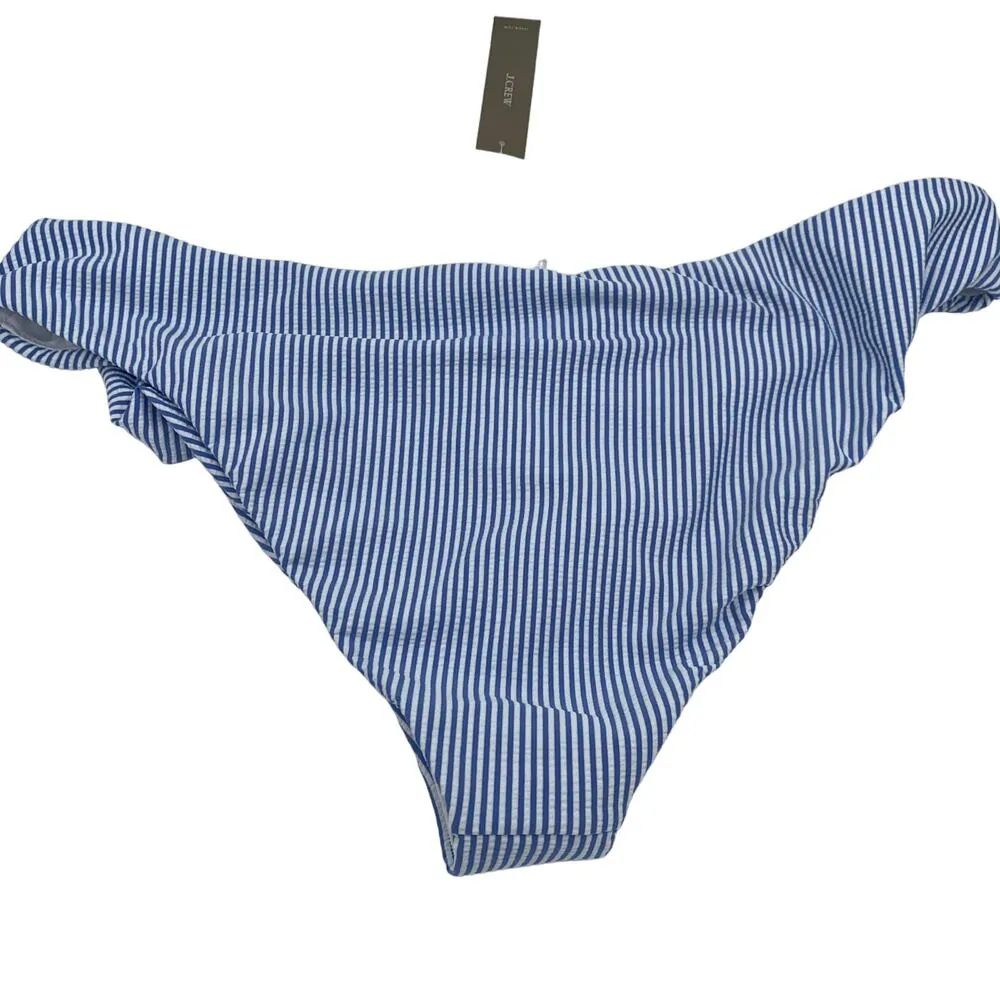 New J. Crew Seersucker Striped Hipster Bikini Swim Bathing Suit Bottom Size XL - Image 6